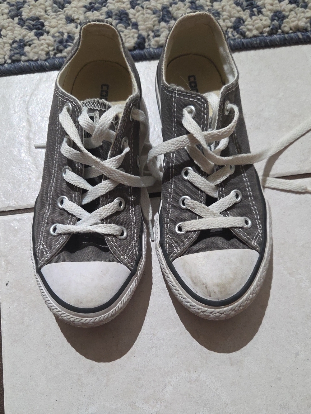 Converse Kids Gray Canvas Low-Top Sneakers with White Laces